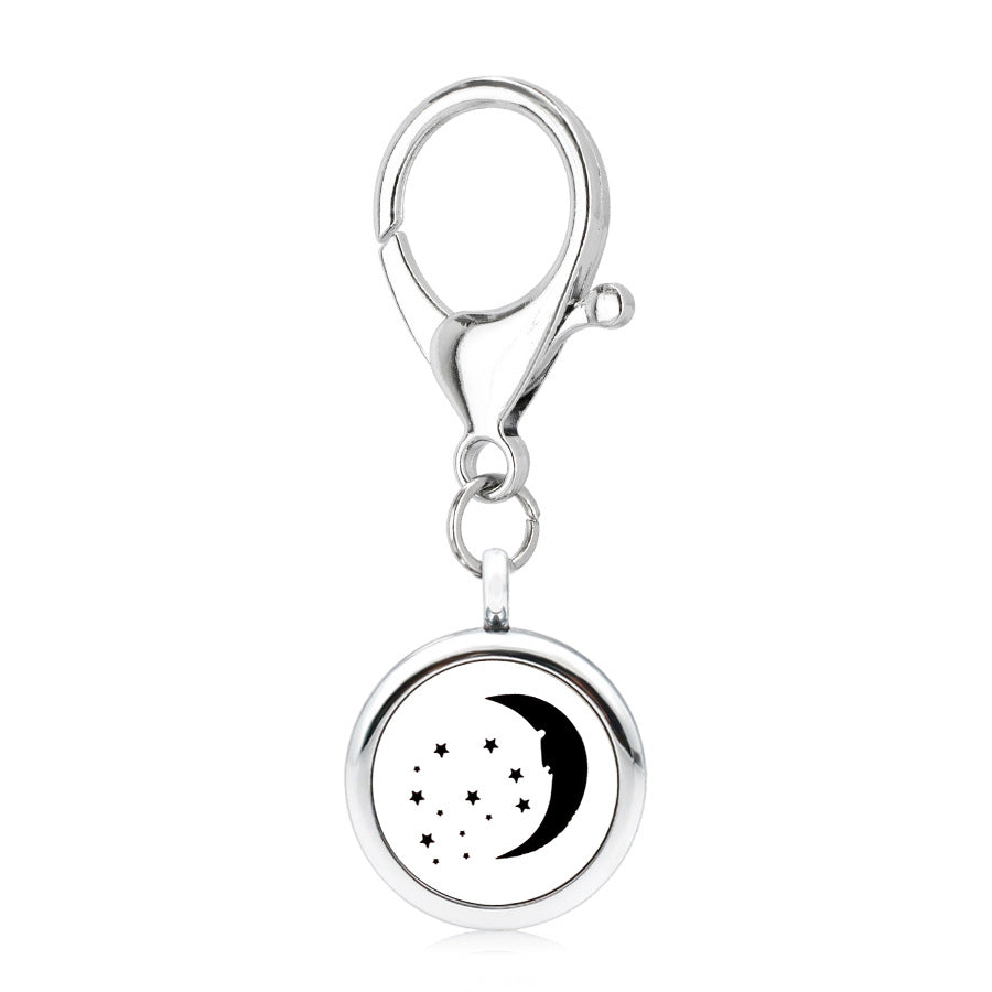 Wholesale 25MM Alloy Dog Paw Tree of Life Hollow Aromatherapy Essential Oil Keychain